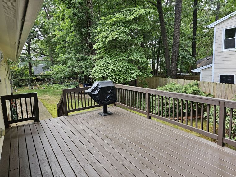 Refinished backyard deck in Raleigh, NC